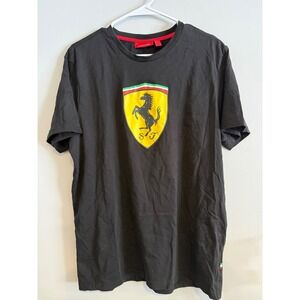 Scuderia Ferrari Mens Graphic T-Shirt Black Yellow Shield Logo Size Large